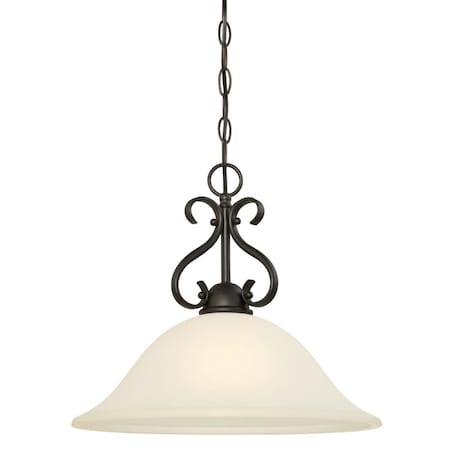 Pendant 60W Dunmore ORB Scrollwork Soft Frosted Glass